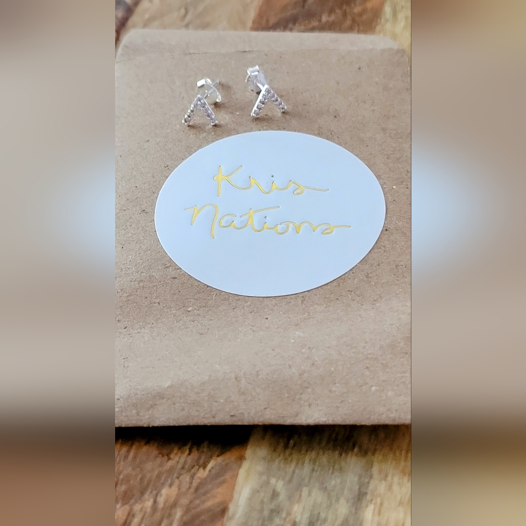 Nip-Kris Nations Stud Earrings Sterling Silver, 18k Gold Vermeil, Cubic Zirconia